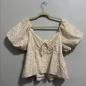 Altar’d State Puff Sleeve Floral Baby Doll Blouse Size Small